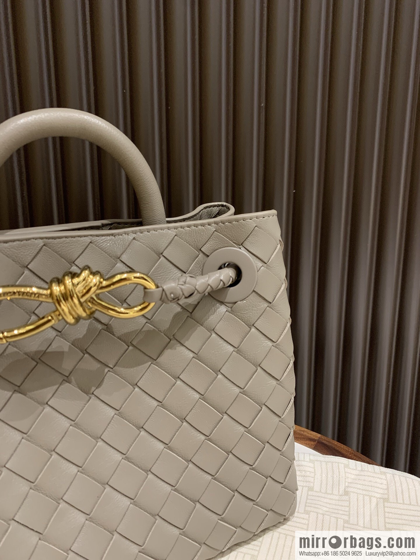 BV small Andiamond tote bag 766014 Stone grey
