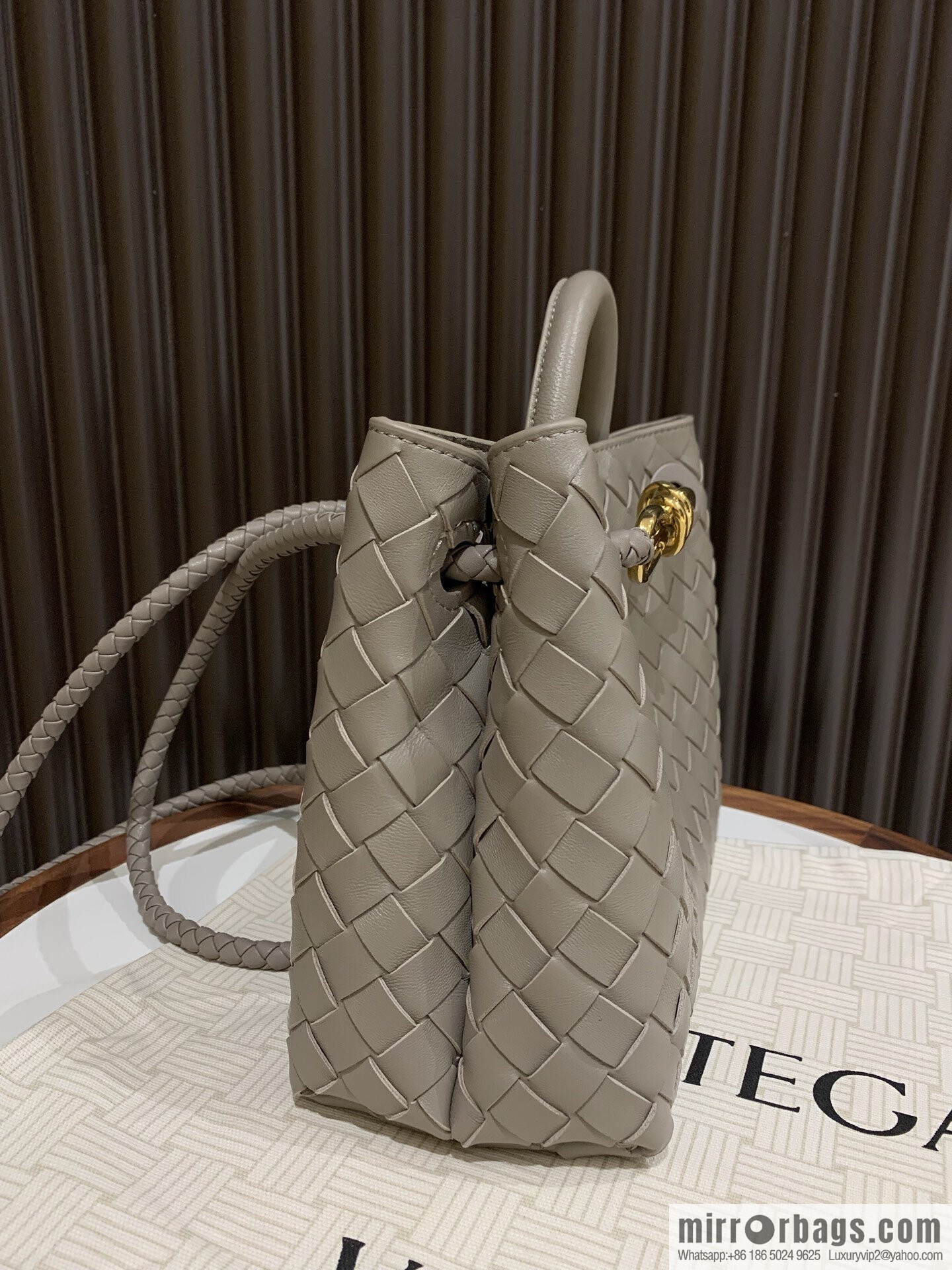 BV small Andiamond tote bag 766014 Stone grey