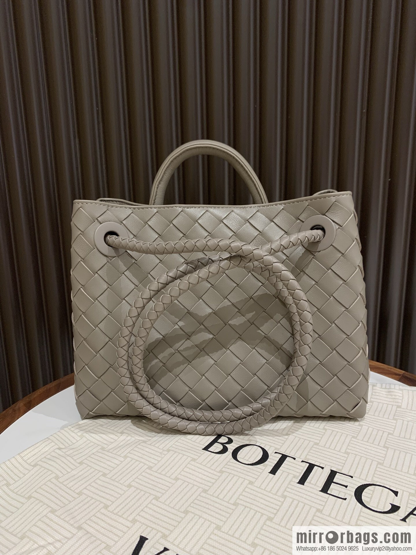 BV small Andiamond tote bag 766014 Stone grey