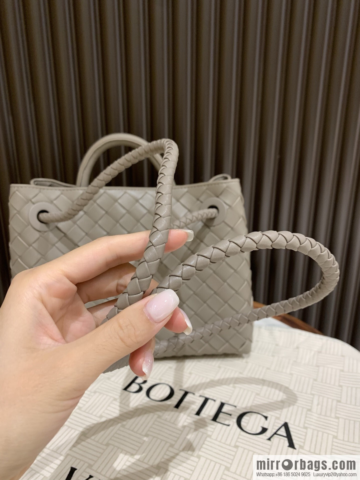 BV small Andiamond tote bag 766014 Stone grey