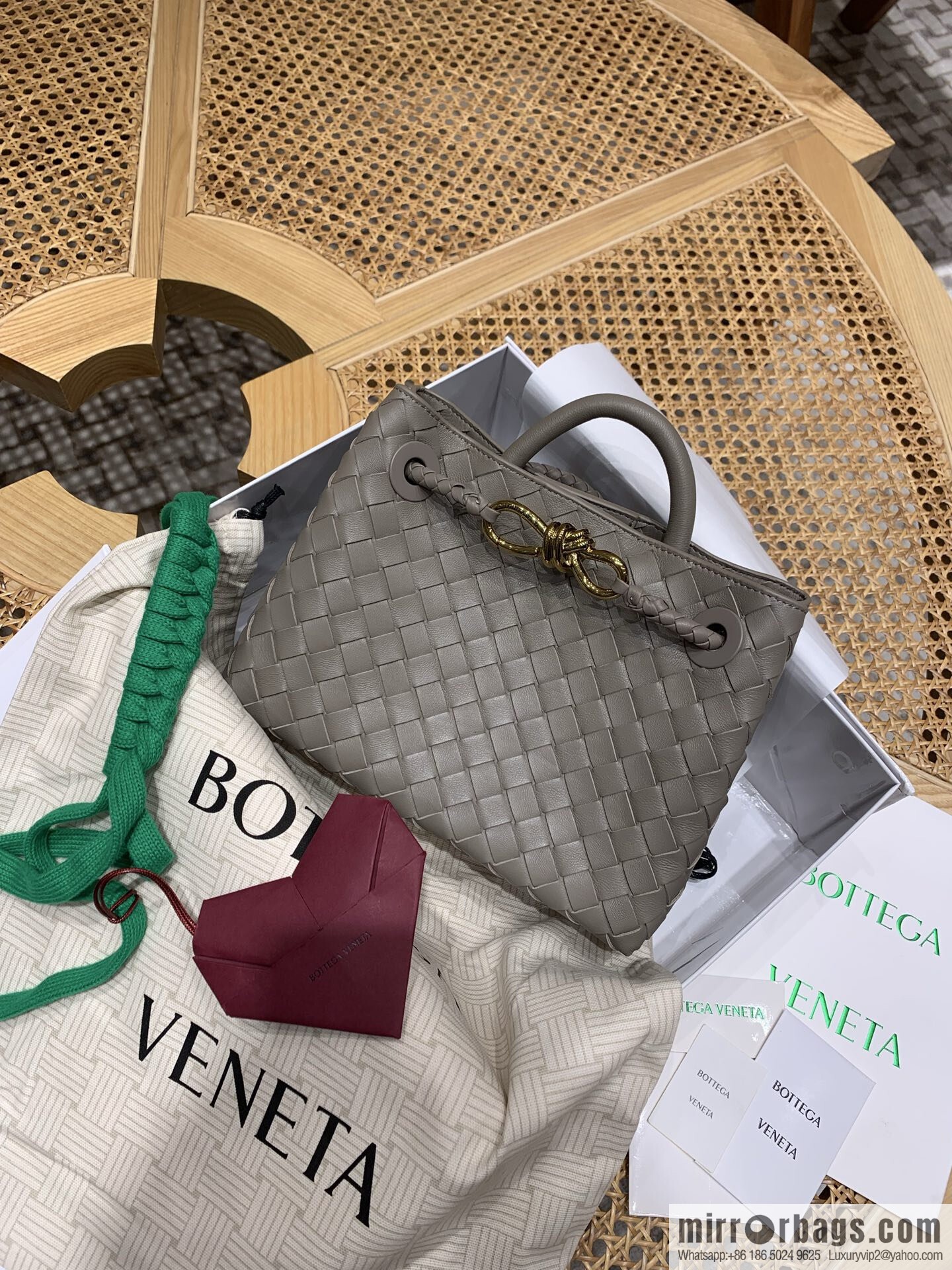 BV small Andiamond tote bag 766014 Stone grey
