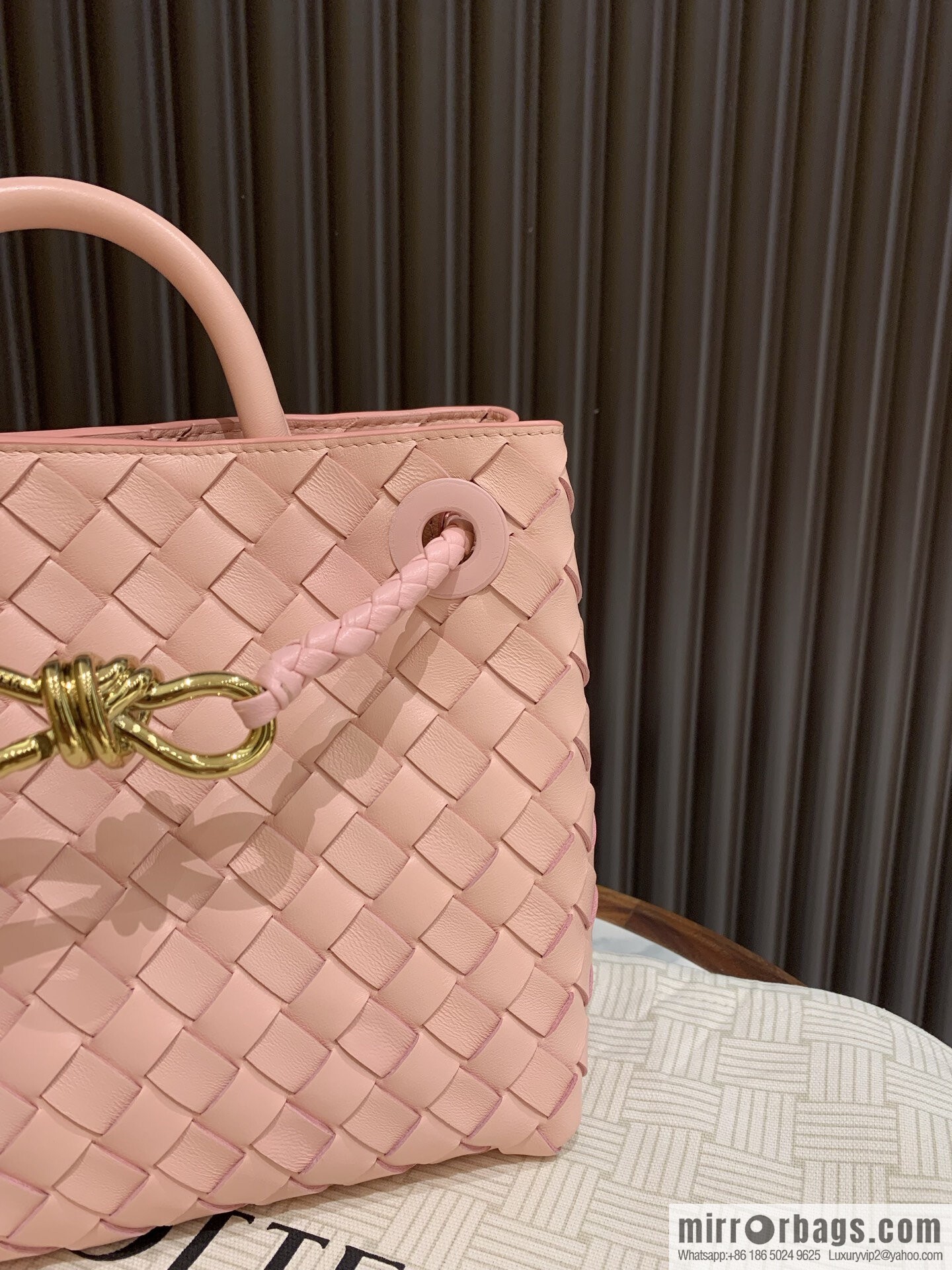 BV small Andiamond tote bag 766014 rose powder