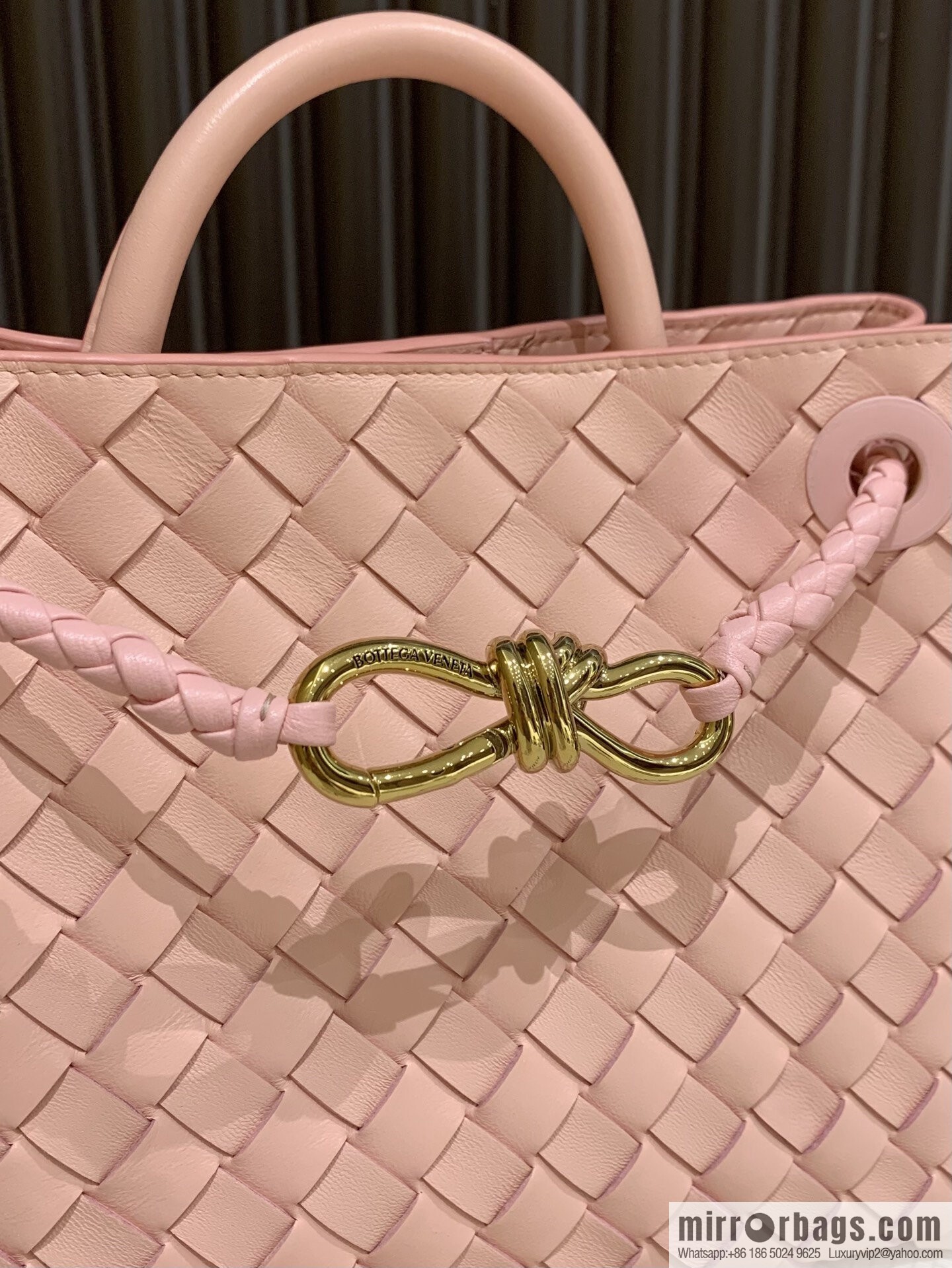 BV small Andiamond tote bag 766014 rose powder