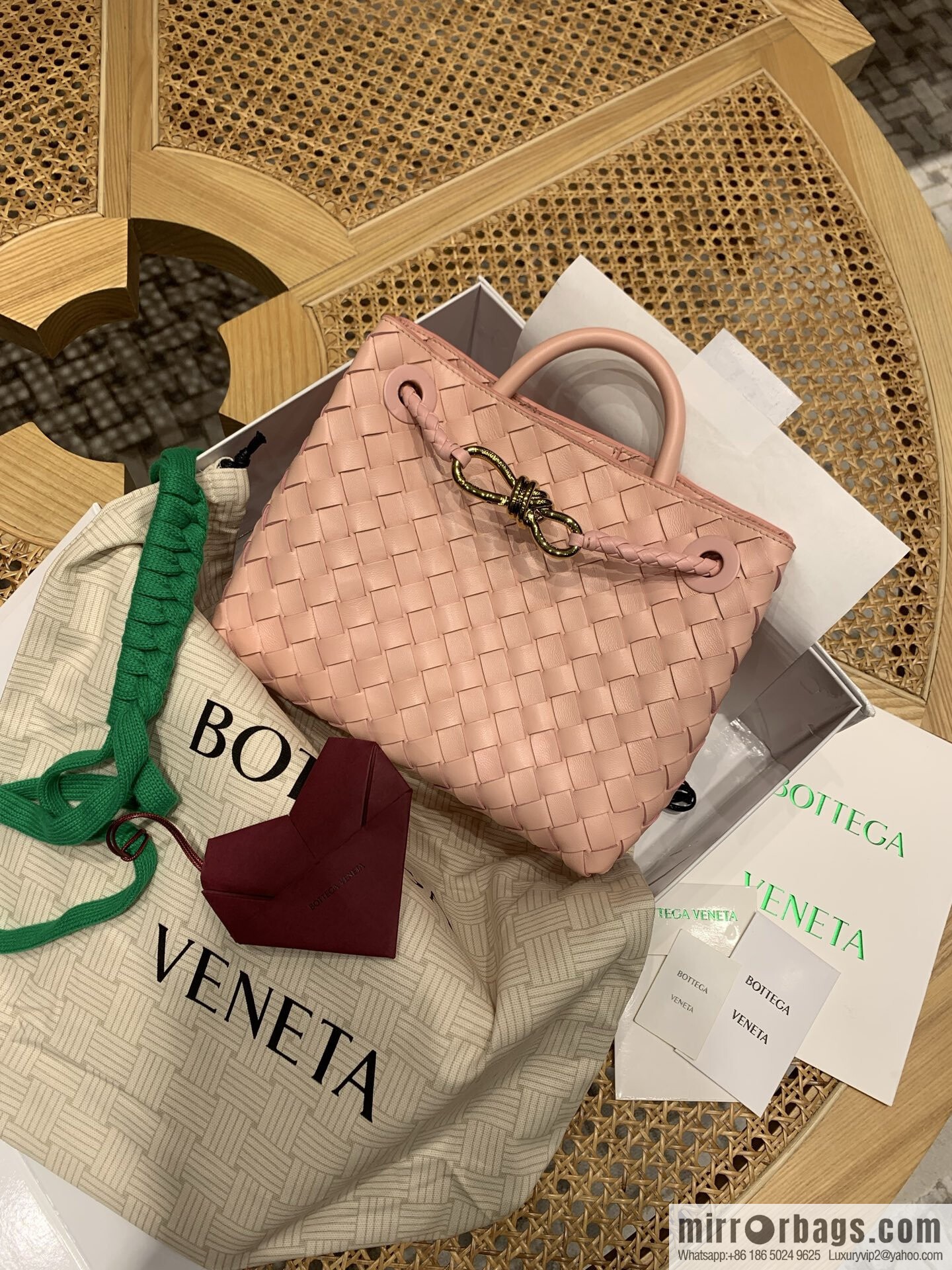 BV small Andiamond tote bag 766014 rose powder