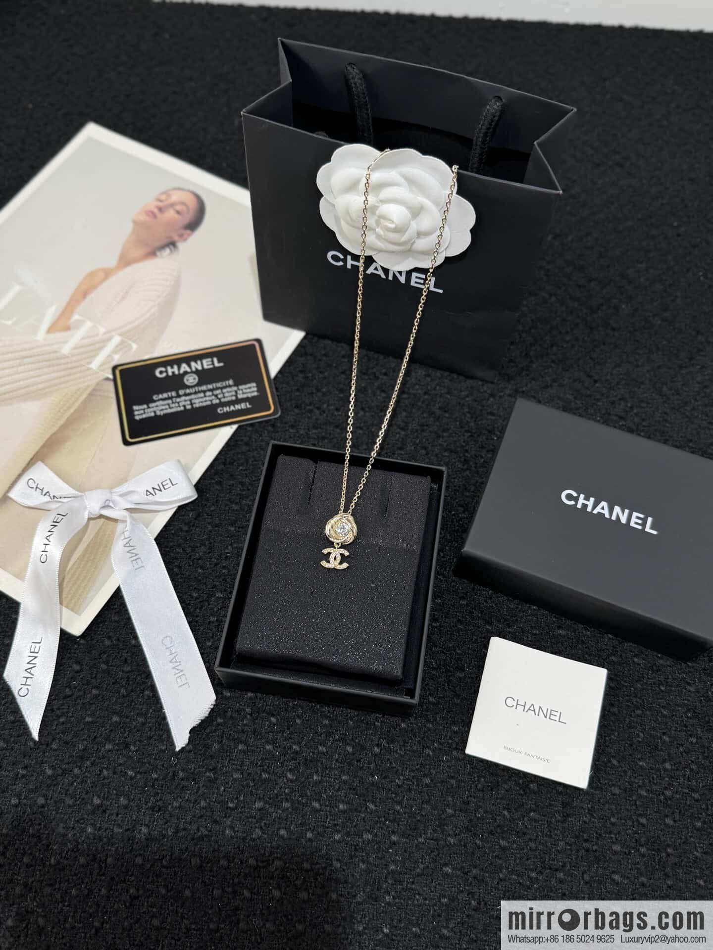 ❗️New ❗️☀️ New ☑️ Chanel gold full diamond double c necklace ☀️