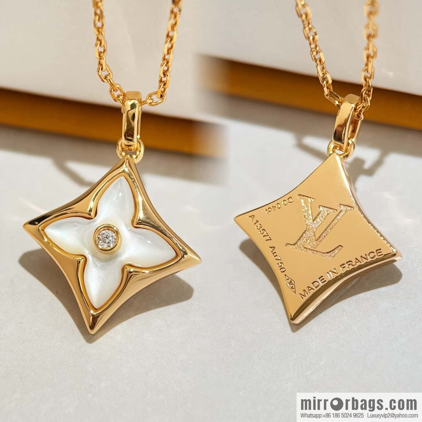 ❗️New ❗️ chain length 90cm original ☀ Louis Vuitton Louis Vuitton COLOR BLOSSOM BB STAR diamond full diamond white shell LV long necklace ☀