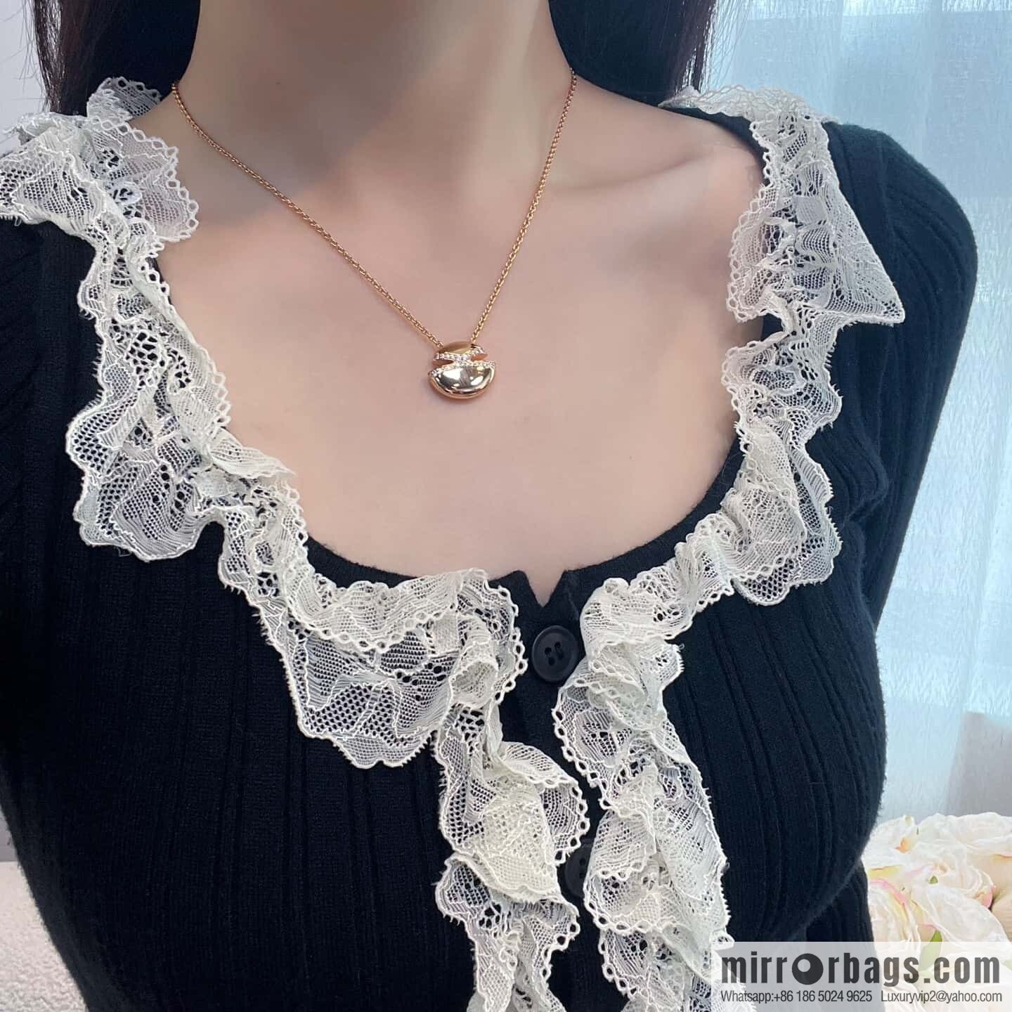 ❗New ❗ ☀ Original ☀️☀ BVLGARI Bulgari CABOCHON with diamond oval egg necklace ☀