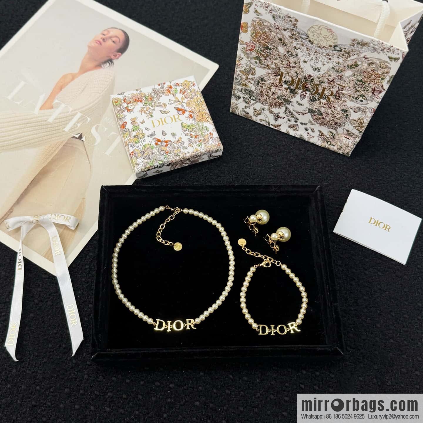 ❗️New ❗️ ☀️☀️ New ☑️ Dior Dior pearl CD necklace earrings bracelet ☀️