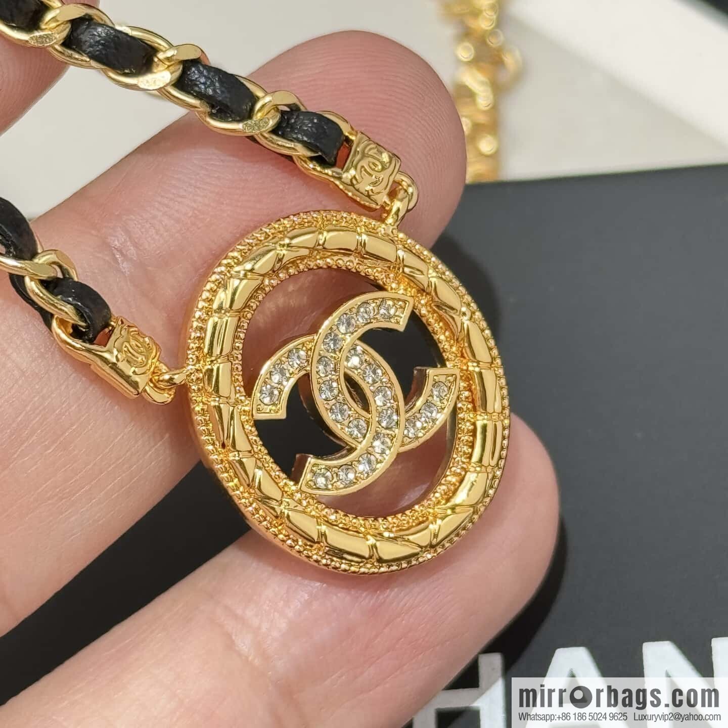 ❗️New ❗️☀️ New ☑️ Chanel double c oval black leather rope necklace ☀️