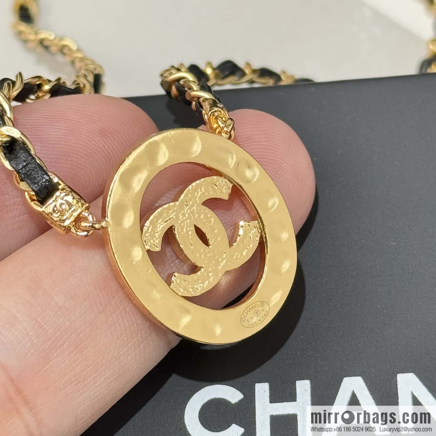 ❗️New ❗️☀️ New ☑️ Chanel double c oval black leather rope necklace ☀️