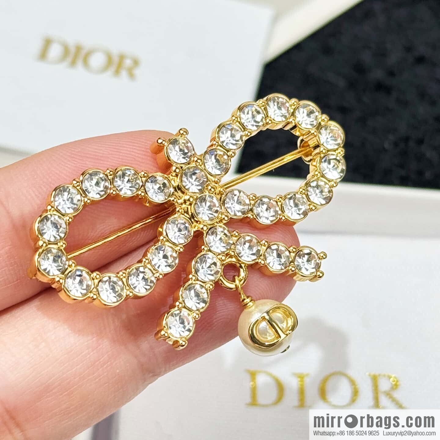 ❗️New ❗️ ☀️ New ☑️ Dior Dior pearl bow full diamond necklace earrings stud earrings bracelet ☀️
