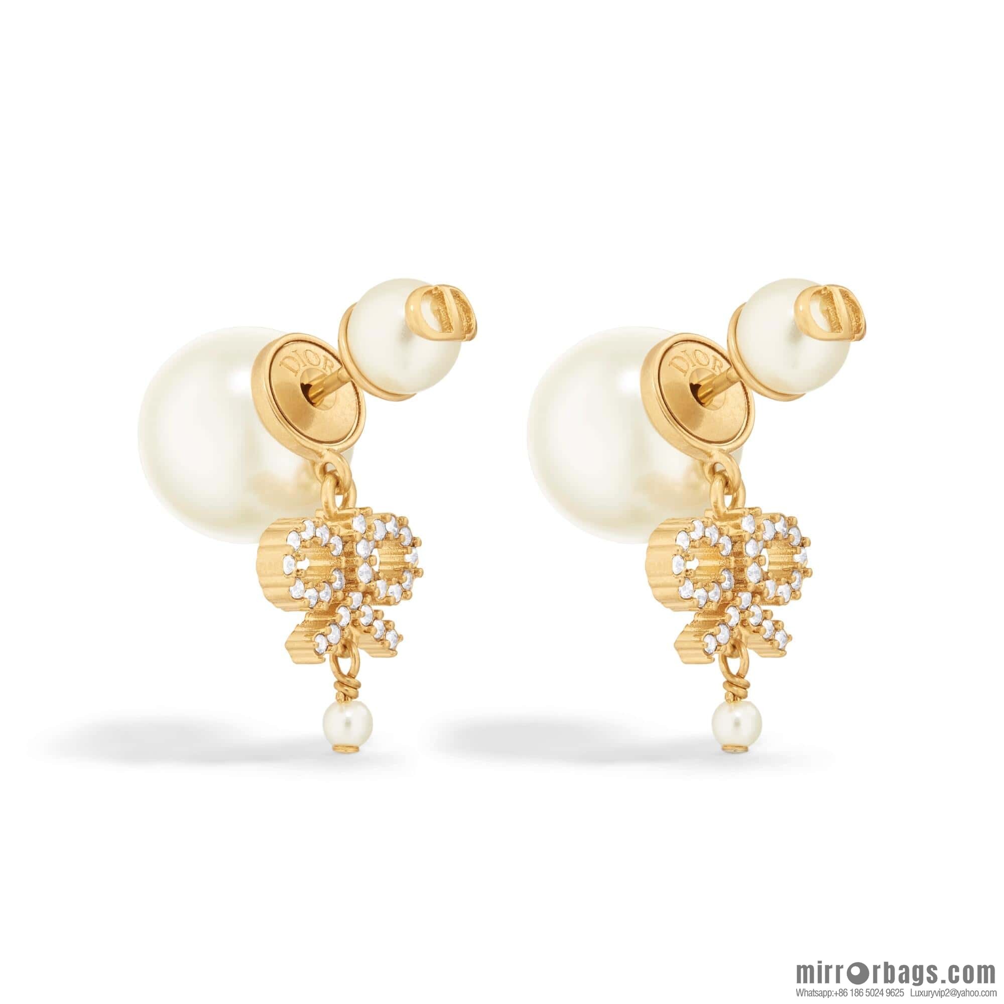 ❗️New ❗️ ☀️ New ☑️ Dior Dior pearl bow full of diamond earrings ☀️