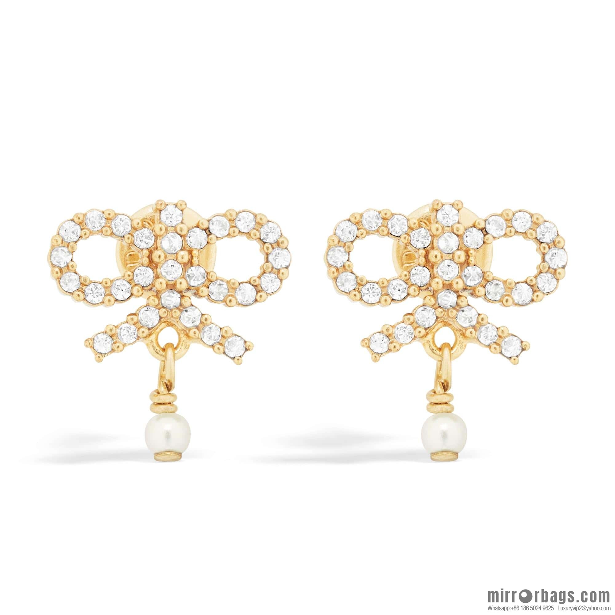 ❗️New ❗️ ☀️ New ☑️ Dior Dior pearl bow full diamond necklace earrings stud earrings bracelet ☀️
