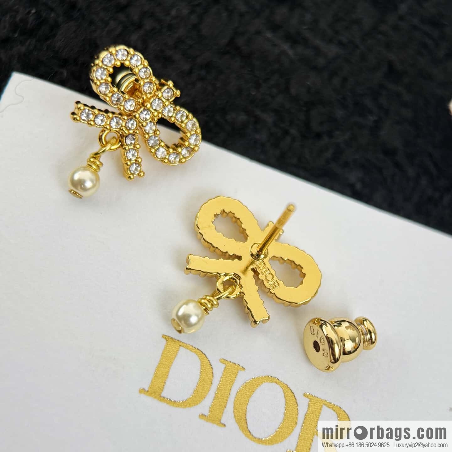 ❗️New ❗️ ☀️ New ☑️ Dior Dior pearl bow full diamond necklace earrings stud earrings bracelet ☀️
