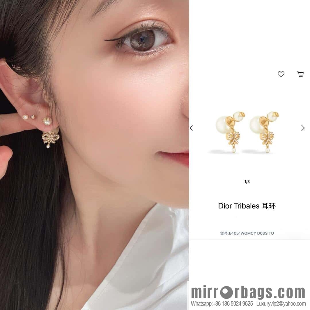 ❗️New ❗️ ☀️ New ☑️ Dior Dior pearl bow full diamond necklace earrings stud earrings bracelet ☀️