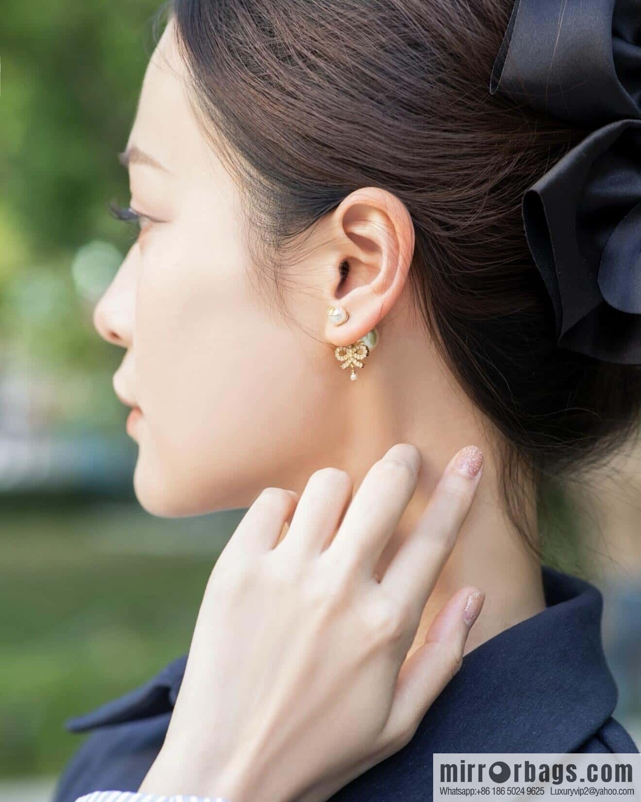 ❗️New ❗️ ☀️ New ☑️ Dior Dior pearl bow full diamond necklace earrings stud earrings bracelet ☀️