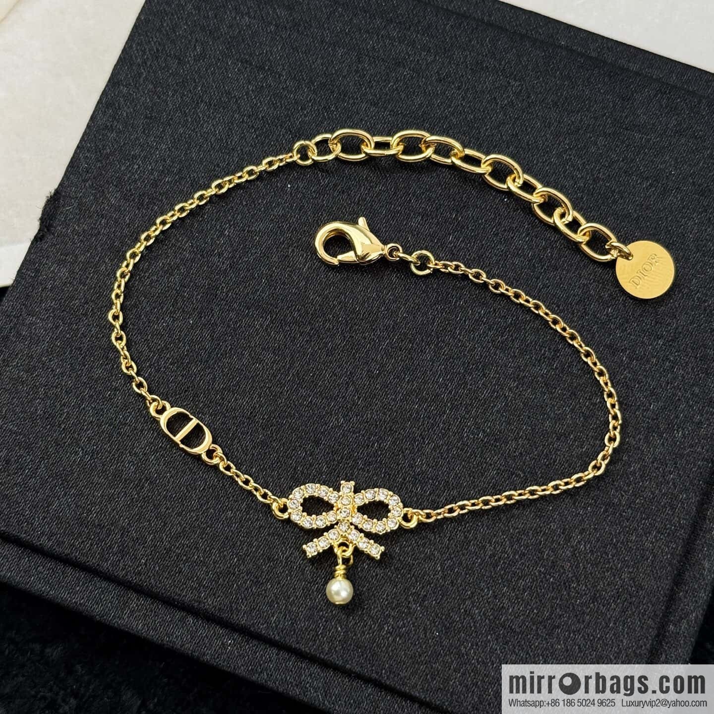 ❗️New ❗️ ☀️ New ☑️ Dior Dior pearl bow full diamond necklace earrings stud earrings bracelet ☀️