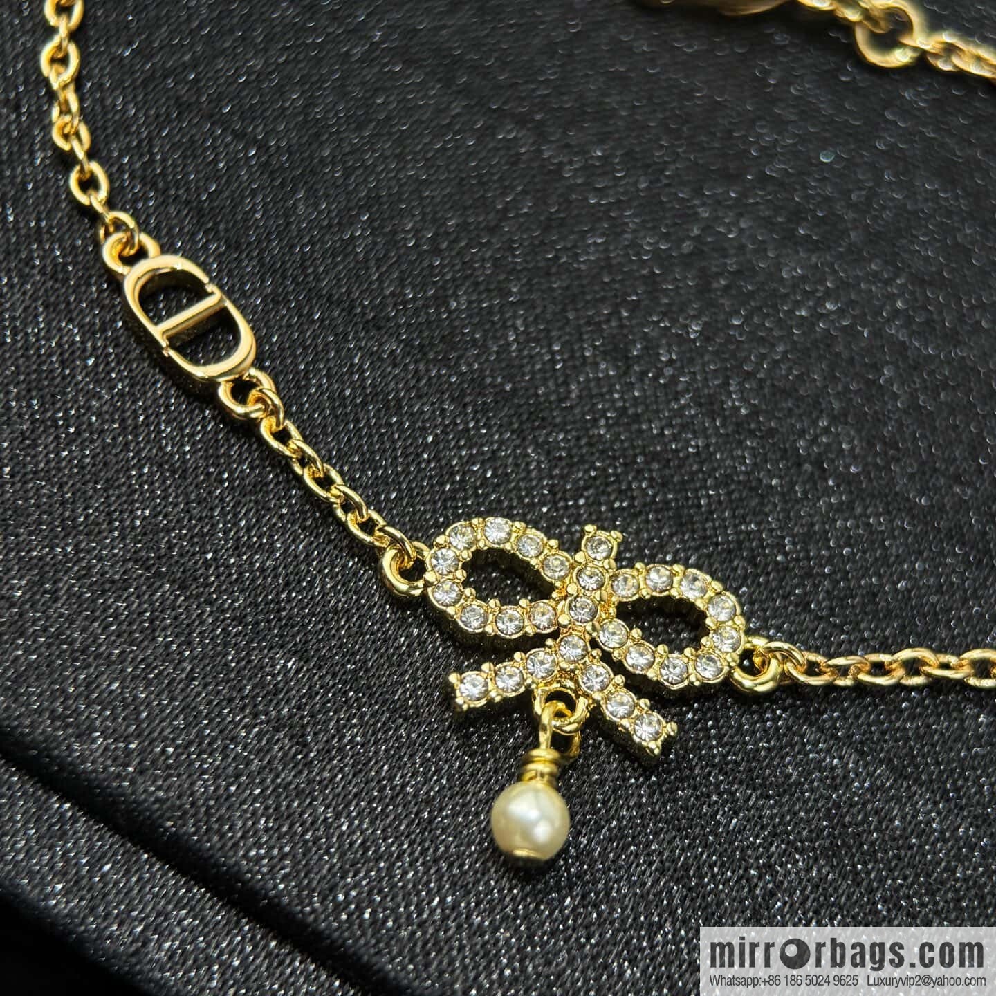 ❗️New ❗️ ☀️ New ☑️ Dior Dior pearl bow full diamond necklace earrings stud earrings bracelet ☀️