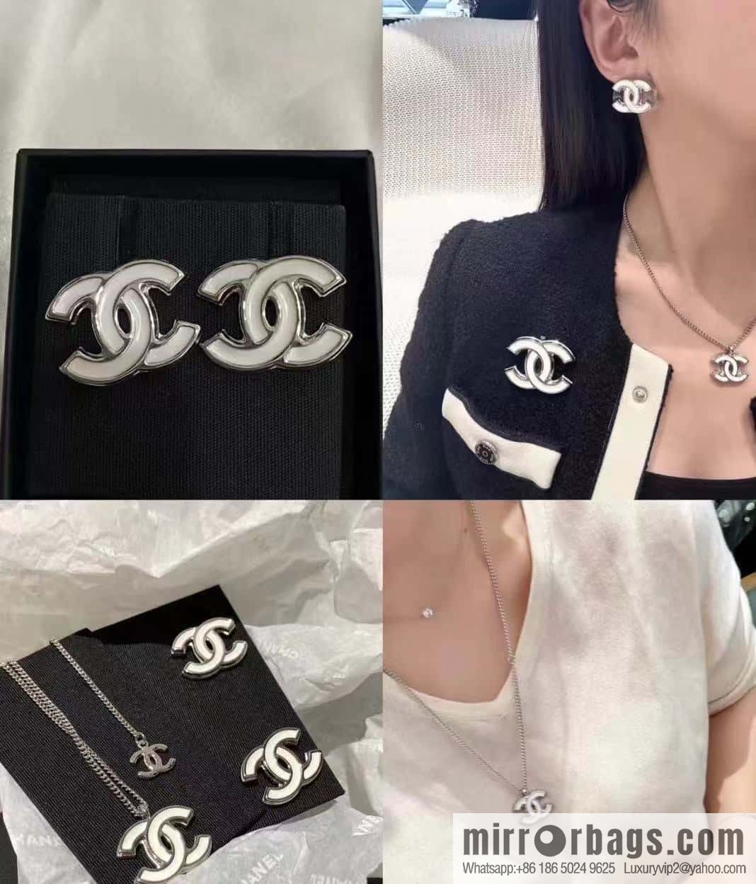 ❗️New ❗️ ☀️ New ☑️ Chanel White Double C Necklace Earrings ☀️