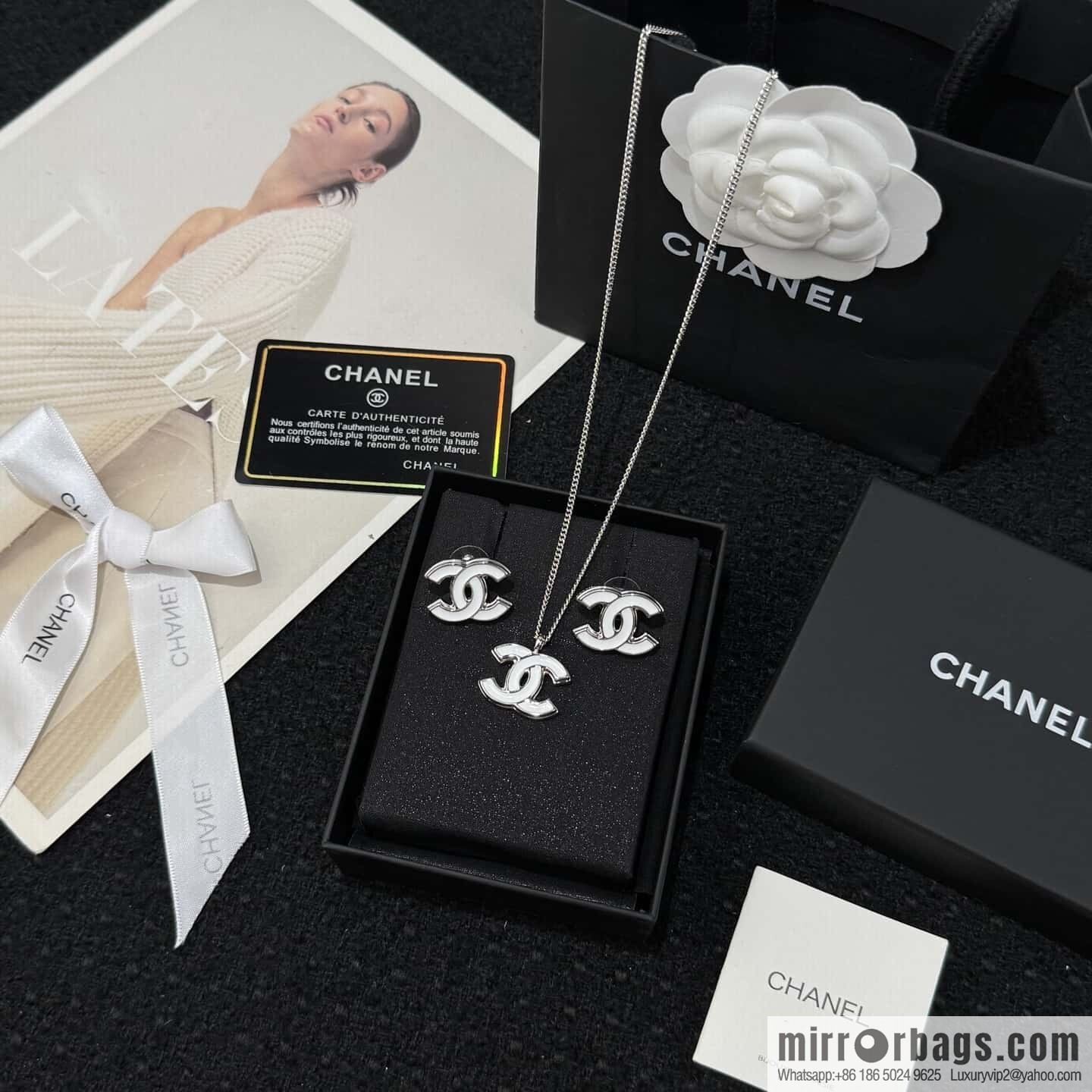 ❗️New ❗️ ☀️ New ☑️ Chanel White Double C Necklace Earrings ☀️