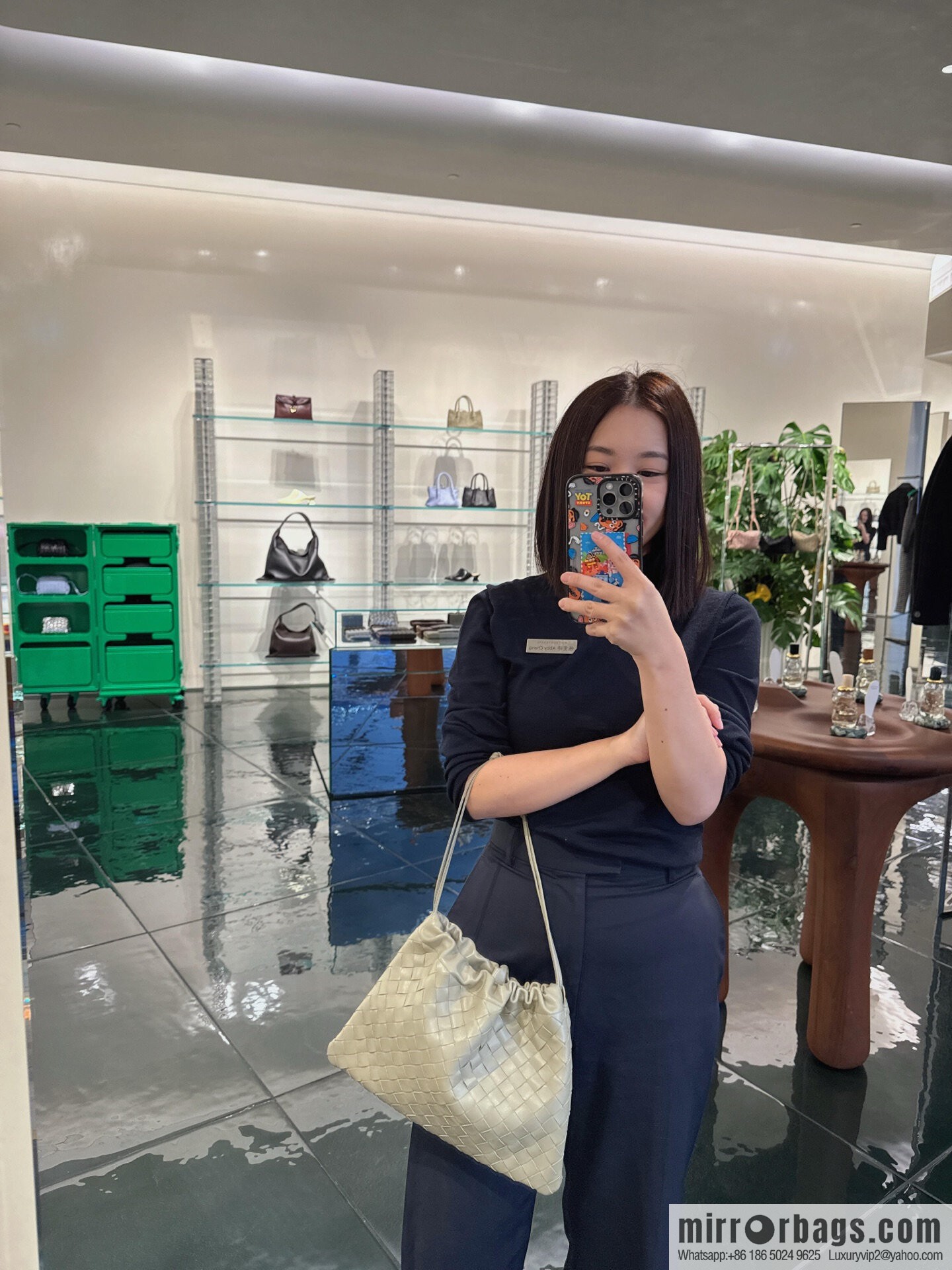 BV medium Dustbag clutch bag 796728 travertine green