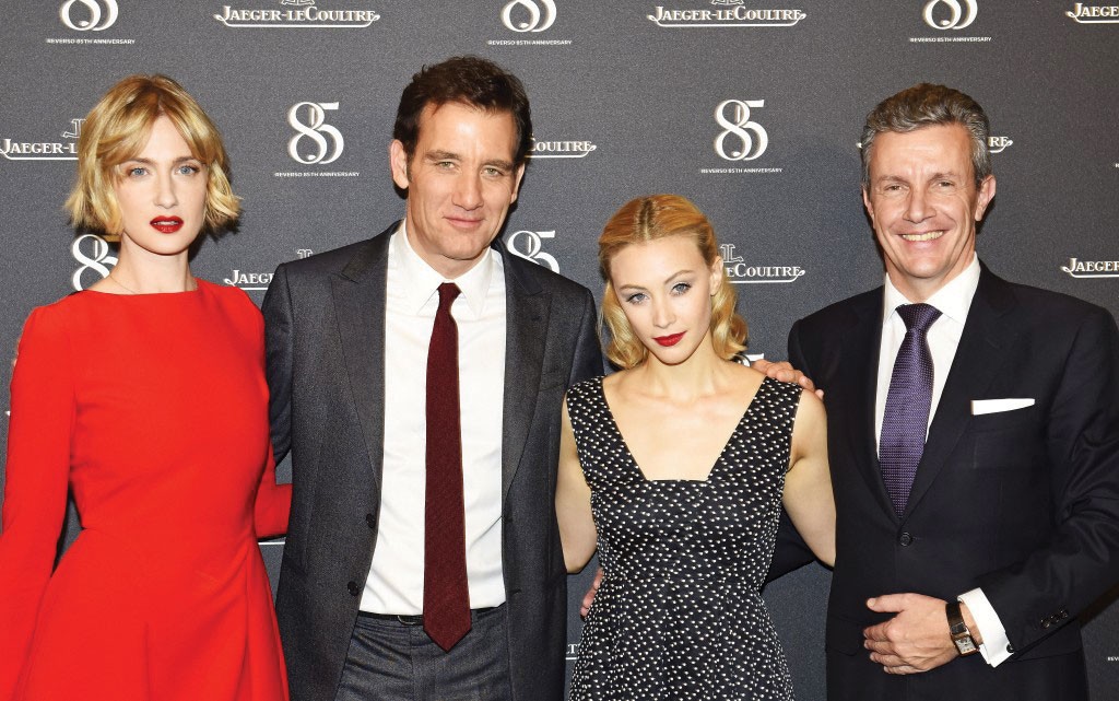 Eva Riccobono, Clive Owen, Sarah Gadon, and Jaeger-LeCoultre CEO Daniel Riedo.