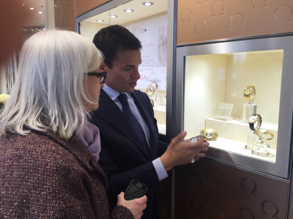 With Omega boutique manager Christophe Debon