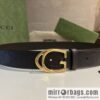 Gucci Gucci, first layer cowhide embossed texture G-shaped metal clip buckle men\'s 35mm belt