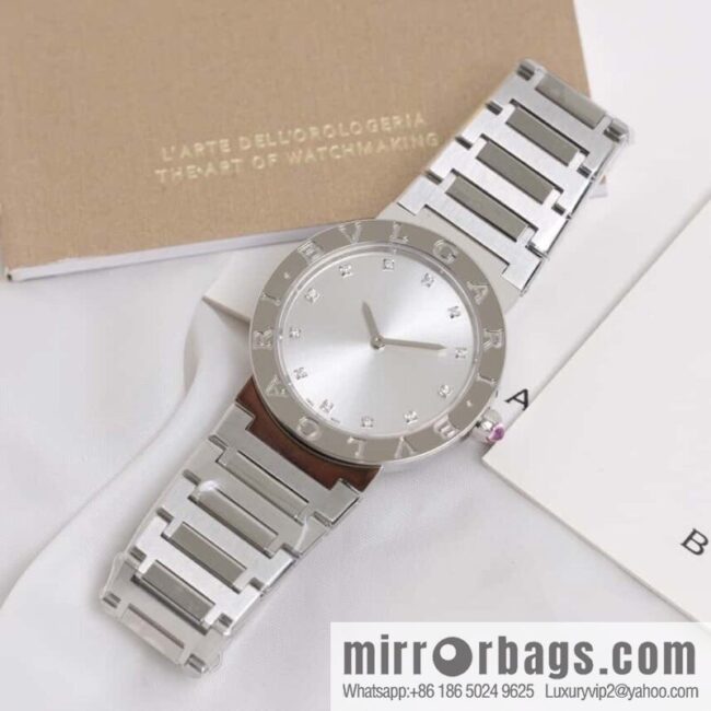 Silver Diamond Bv Bulgari Ladies Quartz Watch