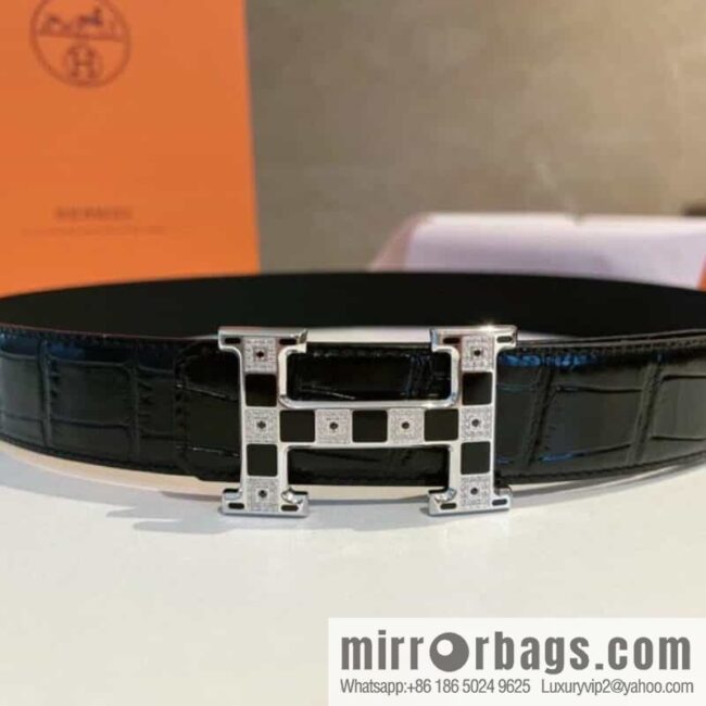 Hermes, stainless steel with Austrian crystal diamonds and resin 35mm belt