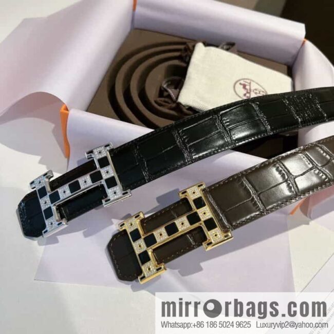 Hermes, stainless steel with Austrian crystal diamonds and resin 35mm belt