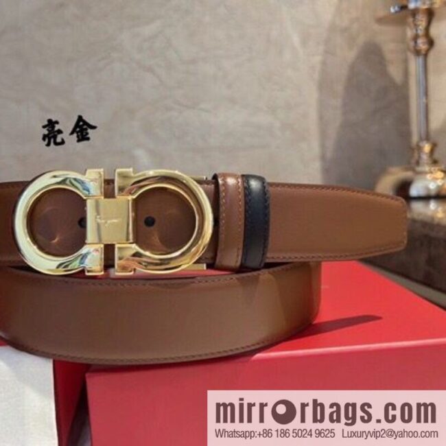 Ferragamo Ferragamo, exquisite 8-figure metal buckle men\'s textured belt 3.5cm