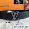 LV/Louis Vuitton, letter metal buckle cowhide embossed belt 40mm.
