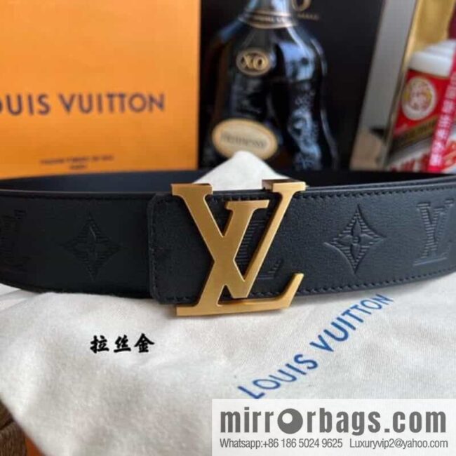 LV/Louis Vuitton, letter metal buckle cowhide embossed belt 40mm.
