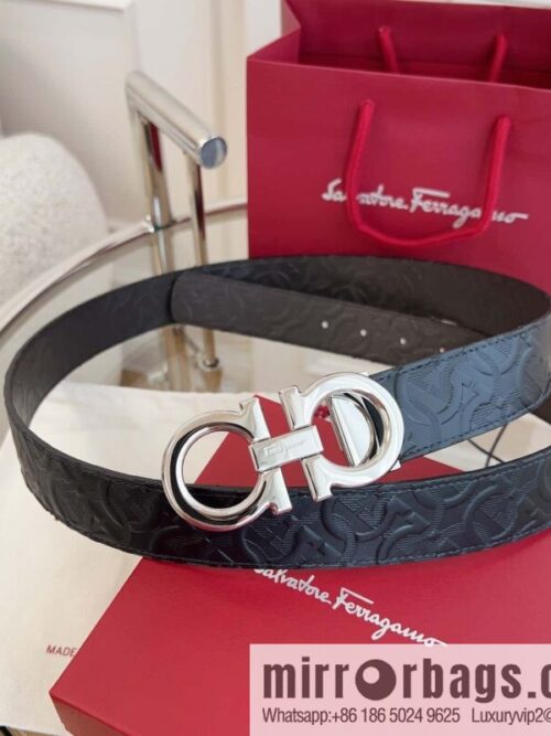 Ferragamo 🅿 Original Leather Purchasing Grade 3.5cm Precision Brass Hardware Belt