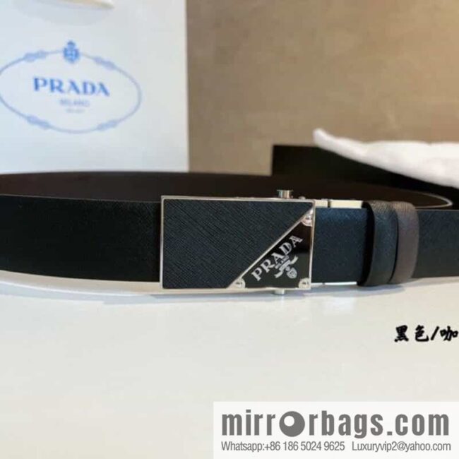PRADA/PRADA, with pulley-style metal buckle men\'s 3.5cm belt