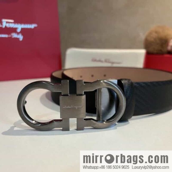 Ferragamo Ferragamo, exquisite 8-figure metal clasp, metal clasp flat brushed belt 3.5cm