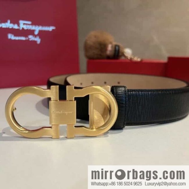 Ferragamo Ferragamo, exquisite 8-figure metal clasp, metal clasp flat brushed belt 3.5cm