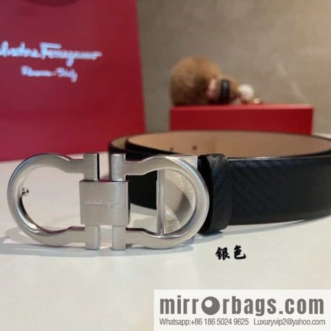 Ferragamo Ferragamo, exquisite 8-figure metal clasp, metal clasp flat brushed belt 3.5cm