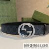 GUCCI Gucci, Men\'s PVC with Leather Double G Stainless Steel Rolling Sand Metal Buckle 38mm Belt