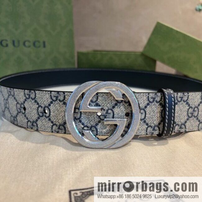 GUCCI Gucci, Men\'s PVC with Leather Double G Stainless Steel Rolling Sand Metal Buckle 38mm Belt
