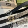 GUCCI Gucci, Men\'s PVC with Leather Double G Stainless Steel Rolling Sand Metal Buckle 38mm Belt