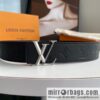 LV/Louis Vuitton, letter rhombus metal buckle black cowhide embossed belt 40mm
