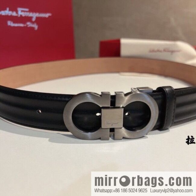 Ferragamo Ferragamo, boutique 8-character counter version, metal buckle 3.5cm belt