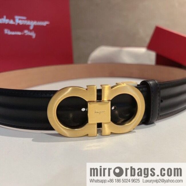 Ferragamo Ferragamo, boutique 8-character counter version, metal buckle 3.5cm belt