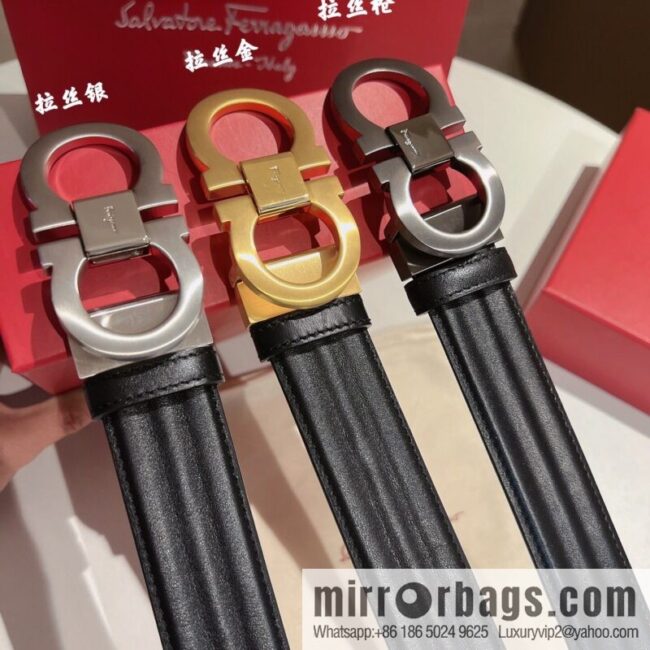 Ferragamo Ferragamo, boutique 8-character counter version, metal buckle 3.5cm belt