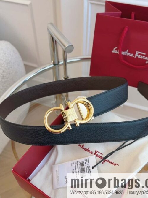 Ferragamo 🅿 Original Leather Purchasing Grade 3.5cm Precision Brass Hardware Belt
