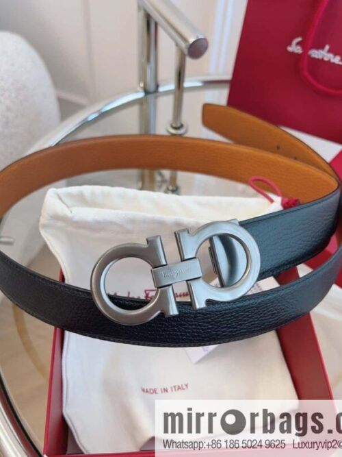 Ferragamo 🅿 Original Leather Purchasing Grade 3.5cm Precision Brass Hardware Belt