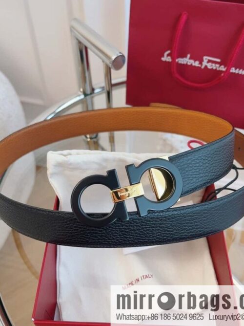 Ferragamo 🅿 Original Leather Purchasing Grade 3.5cm Precision Brass Hardware Belt