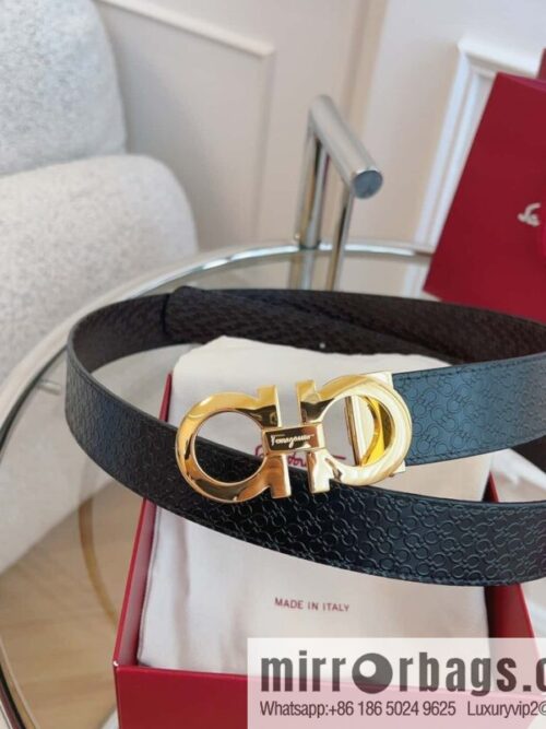 Ferragamo 🅿 Original Leather Purchasing Grade 3.5cm Precision Brass Hardware Belt